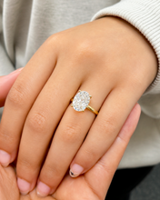Load image into Gallery viewer, Oval Shape Simulated Diamonds Engagement Ring Solitaire Set Wedding Ring Four Prong Setting 5.00ct Bridal Ring Set In 14K Solid Yellow Gold