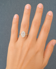 Load image into Gallery viewer, Oval Shape And Round Cut Moissanite Engagement Ring Halo Wedding Ring Prong Set Bridal Ring 14K Yellow Gold Propose Ring For Her 4.15ct