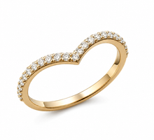 Load image into Gallery viewer, Round Cut Simulated Diamonds Half Eternity Band Engagement Band V Shape Wedding Band Anniversary Bridal Band 14K Yellow Gold 0.25ctw