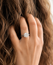 Load image into Gallery viewer, Round Cut Moissanite Engagement Ring Solitaire Bridal Ring Crown Prongs Filigree Style Shank Wedding ring Solitaire 14k White Gold 3.10ct