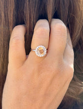 Load image into Gallery viewer, Round Cut Yellow Citrine and Round Cut Sides Simulated Diamond Ring halo Style Ring 14K Solid White Gold Right Hand Ring 1.75ctw