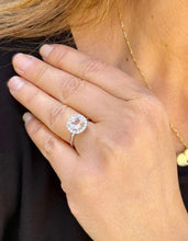 Load image into Gallery viewer, Round Cut Yellow Citrine and Round Cut Sides Simulated Diamond Ring halo Style Ring 14K Solid White Gold Right Hand Ring 1.75ctw