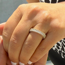 Load image into Gallery viewer, Round Cut Simulated Diamonds Eternity Band Antique Sytle Three Sided 14K Solid White Gold, Wedding Bridal Anniversary 2.00ctw