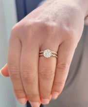 Load image into Gallery viewer, Round Cut Simulated Diamonds Engagement Ring And Band Set Solitaire Wedding Bridal Set 14K Yellow Gold 2.20ctw