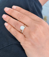 Load image into Gallery viewer, Round Cut Simulated Diamonds Engagement Ring And Band Set Solitaire Wedding Bridal Set 14K Yellow Gold 2.20ctw