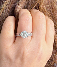 Load image into Gallery viewer, Round Cut Moissanites Engagement Ring And Matching Band Set Solitaire Style Wedding Bridal Set 14K Solid White Gold 2.20ctw