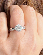 Load image into Gallery viewer, Round Cut Moissanites Engagement Ring And Matching Band Set Solitaire Style Wedding Bridal Set 14K Solid White Gold 2.20ctw