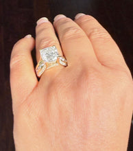 Load image into Gallery viewer, Cushion Cut and Round Cut Moissanites Engagement Ring Hidden Halo Design Wedding Ring Set In 14K Solid Heavy Yellow Gold Bridal Ring 6.50ctw
