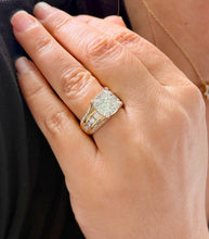 Load image into Gallery viewer, Cushion Cut and Round Cut Moissanites Engagement Ring Hidden Halo Design Wedding Ring Set In 14K Solid Heavy Yellow Gold Bridal Ring 6.50ctw