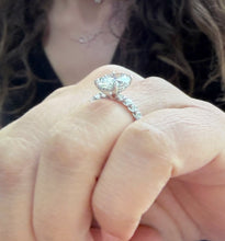 Load image into Gallery viewer, Oval Shape and Round Cut Sides Simulated Diamonds Engagement Ring Set In 14K Solid White Gold Bridal Wedding Ring Half Eternity Style 4.00ct