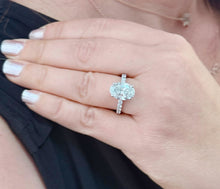 Load image into Gallery viewer, Oval Shape and Round Cut Sides Simulated Diamonds Engagement Ring Set In 14K Solid White Gold Bridal Wedding Ring Half Eternity Style 4.00ct