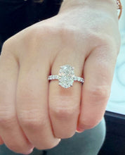 Load image into Gallery viewer, Oval Shape and Round Cut Sides Simulated Diamonds Engagement Ring Set In 14K Solid White Gold Bridal Wedding Ring Half Eternity Style 4.00ct