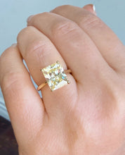 Load image into Gallery viewer, Fancy Yellow Radiant Cut Solitaire 11x9mm Simulated Diamonds Engagement Ring Four Prong Set Wedding Bridal Ring 14K Yellow Gold 5.00ct