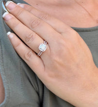 Load image into Gallery viewer, Cushion Cut and Round Cut Sides Simulated Diamonds Engagement Ring And Band Halo Wedding Set Women's Bridal Set 14K Rose Gold 1.60ctw