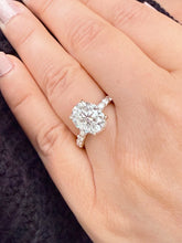 Load image into Gallery viewer, Oval Cut IGI Certified Diamond And Round Cut Sides Engagement Ring Hidden Halo Wedding Ring 14k Solid Yellow Gold 4.00ct F-VS2