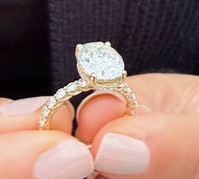 Load image into Gallery viewer, Oval Cut IGI Certified Diamond And Round Cut Sides Engagement Ring Hidden Halo Wedding Ring 14k Solid Yellow Gold 4.00ct F-VS2