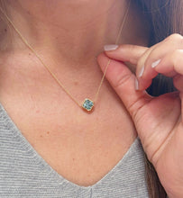 Load image into Gallery viewer, Square Cut Natural Aquamarine Bezel Set Solitaire Necklace And Chain Pendant Wedding Gift Dainty Minimalist 14k Solid Yellow Gold 2.00ct