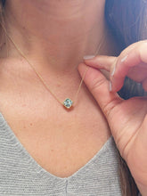 Load image into Gallery viewer, Square Cut Natural Aquamarine Bezel Set Solitaire Necklace And Chain Pendant Wedding Gift Dainty Minimalist 14k Solid Yellow Gold 2.00ct
