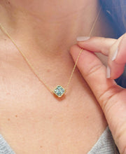 Load image into Gallery viewer, Square Cut Natural Aquamarine Bezel Set Solitaire Necklace And Chain Pendant Wedding Gift Dainty Minimalist 14k Solid Yellow Gold 2.00ct