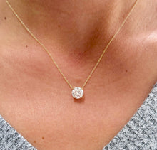 Load image into Gallery viewer, Round Cut IGI Certified Diamond Pendant And Chain Solitaire Minimalist Style 14k Solid Yellow Gold Necklace And Chain Wedding Gift 2.00