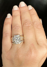 Load image into Gallery viewer, Radiant Cut And Round Cut Diamond Sides Engagement Ring And Matching Band IGI Certified 14k Solid Yellow Gold Wedding Set 5.20ctw G-VS2