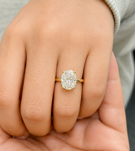 Load image into Gallery viewer, Oval Shape Simulated Diamonds Engagement Ring Solitaire Set Wedding Ring Four Prong Setting 5.00ct Bridal Ring Set In 14K Solid Yellow Gold