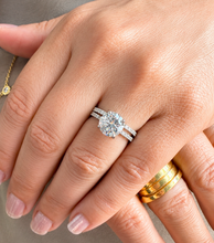 Load image into Gallery viewer, Round Cut Diamond Engagement Ring And Matching Band IGI Certified Wedding Set 14k Solid White Gold Women's Bridal Set Ring For Her 3.50ctw