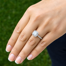 Load image into Gallery viewer, IGI Certified Cushion Cut And Round Cut Sides Diamond Engagement Ring Halo Style Bridal Ring Women's Wedding Ring 14k Solid White Gold 2.00
