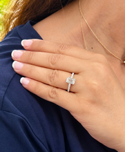Load image into Gallery viewer, Emerald Cut Moissanite Center And Baguettes Cut Sides Engagement Ring Prong Set Style In 14k White or Yellow Gold Bridal Wedding Ring 2.30ct