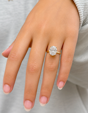 Load image into Gallery viewer, Oval Shape Simulated Diamonds Engagement Ring Solitaire Set Wedding Ring Four Prong Setting 5.00ct Bridal Ring Set In 14K Solid Yellow Gold