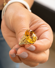Load image into Gallery viewer, Oval Shape Natural Yellow Citrine Engagement Ring Halo Ring Wedding Anniversary Ring Large 14K Solid yellow Gold Right Hand Ring 6.00ctw