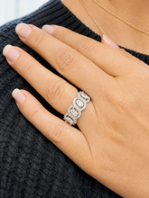 Load image into Gallery viewer, Oval And Round Cut Eternity Band 9.0mm Solid Sterling Silver .925 Anniversary Wedding Band Engagement Ring 3.50ctw Simulated Diamonds Band