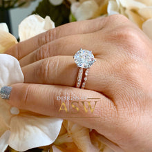 Load image into Gallery viewer, 4.50ct women's round cut forever one moissanite and natural diamond engagement ring and band bridal wedding set in solid 14k rose gold