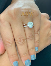 Load image into Gallery viewer, 4.50ct women's round cut moissanite and natural diamond engagement ring and band bridal wedding set in solid 14k rose gold
