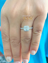 Load image into Gallery viewer, Stunning 14K Solid White Gold Cushion And Round Cut Simulated Diamonds Engagement Ring Set Prong Set Wedding Bridal Anniversary 2.00ctw