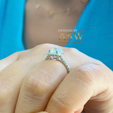 Load image into Gallery viewer, Stunning 14K Solid White Gold Cushion And Round Cut Simulated Diamonds Engagement Ring Set Prong Set Wedding Bridal Anniversary 2.00ctw