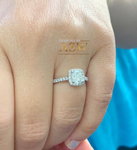 Load image into Gallery viewer, Stunning 14K Solid White Gold Cushion And Round Cut Simulated Diamonds Engagement Ring Set Prong Set Wedding Bridal Anniversary 2.00ctw