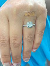 Load image into Gallery viewer, Women's 14K White Gold Cushion Cut and Round Cut Diamond Engagement Ring Halo Bridal Wedding Anniversary Natural Diamonds 1.60ct