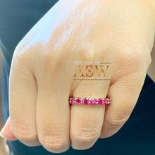 Load image into Gallery viewer, 14K Solid Yellow Gold Round Cut Natural Ruby Eternity band Prong Set Band 4.00ctw
