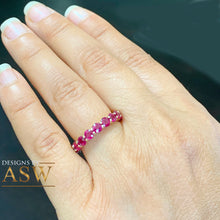 Load image into Gallery viewer, 14K Solid Yellow Gold Round Cut Natural Ruby Eternity band Prong Set Band 4.00ctw
