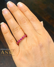 Load image into Gallery viewer, 14K Solid Yellow Gold Round Cut Natural Ruby Eternity band Prong Set Band 4.00ctw