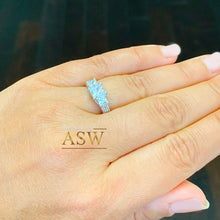 Load image into Gallery viewer, 14K Solid White Gold Princess And Round Cut Simulated Diamonds Engagement Ring Antique Style Three Stone 2.00ctw
