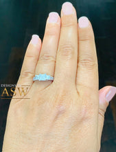 Load image into Gallery viewer, 14K Solid White Gold Princess And Round Cut Simulated Diamonds Engagement Ring Antique Style Three Stone 2.00ctw