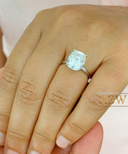 Load image into Gallery viewer, 14K Solid White Gold Cushion Cut Moissanite Engagement Ring Deco, Bridal, Wedding, Anniversary, Four prong, Solitaire 4.00ctw