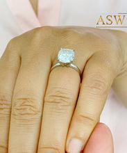 Load image into Gallery viewer, 14K Solid White Gold Cushion Cut Forever One Moissanite Engagement Ring Deco, Bridal, Wedding, Anniversary, Four prong, Solitaire 4.20ctw