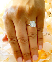 Load image into Gallery viewer, 14K Solid White Gold Cushion Cut Moissanite Engagement Ring Deco, Bridal, Wedding, Anniversary, Four prong, Solitaire 4.00ctw