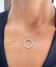 Load image into Gallery viewer, 14k white gold round cut diamond prong set necklace pendent and chain circle of love life bridal wedding anniversary gift natural 0.80ctw