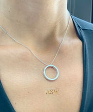 Load image into Gallery viewer, 14k white gold round cut diamond prong set necklace pendent and chain circle of love life bridal wedding anniversary gift natural 0.80ctw