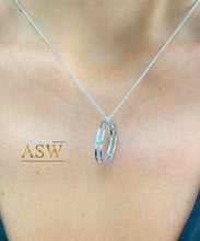 Load image into Gallery viewer, 14k white gold round cut diamond prong set necklace pendent and chain circle of love life bridal wedding anniversary gift natural 0.80ctw