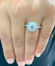 Load image into Gallery viewer, Filigree 14K Solid White Gold Round Cut Forever One Moissanite And Natural Diamond Engagement Ring Bezel Set Antique Style Halo 1.25ctw